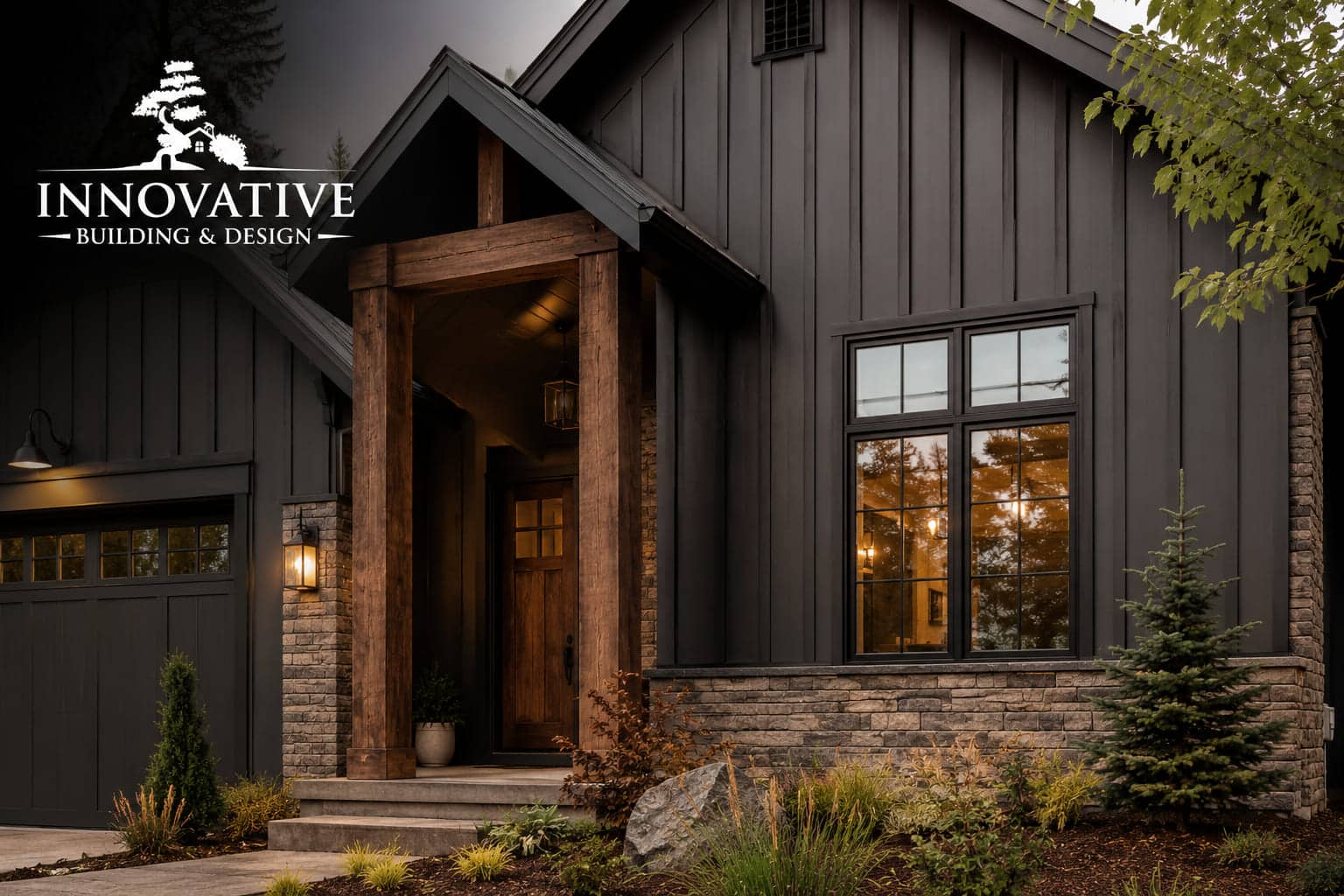 A home or accent wall with vertical board-and-batten or vertical panel siding