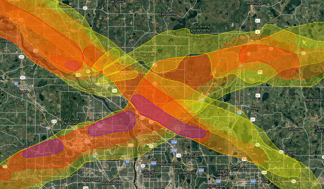 Map of Minnesota Storm Damage